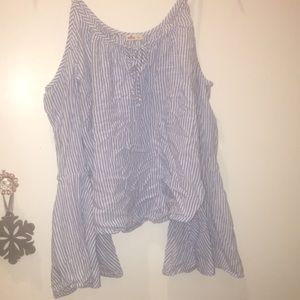 Blue stripped off shoulder with sleeves